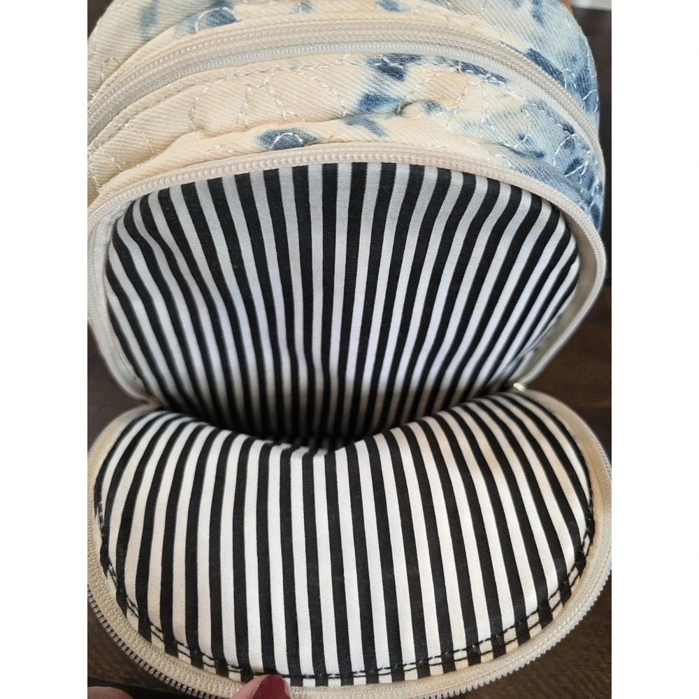 Betsey Johnson Tie Dye Denim Mini Backpack Blue Jean Quilted Flowers Bag 90s y2k - Picture 6 of 15